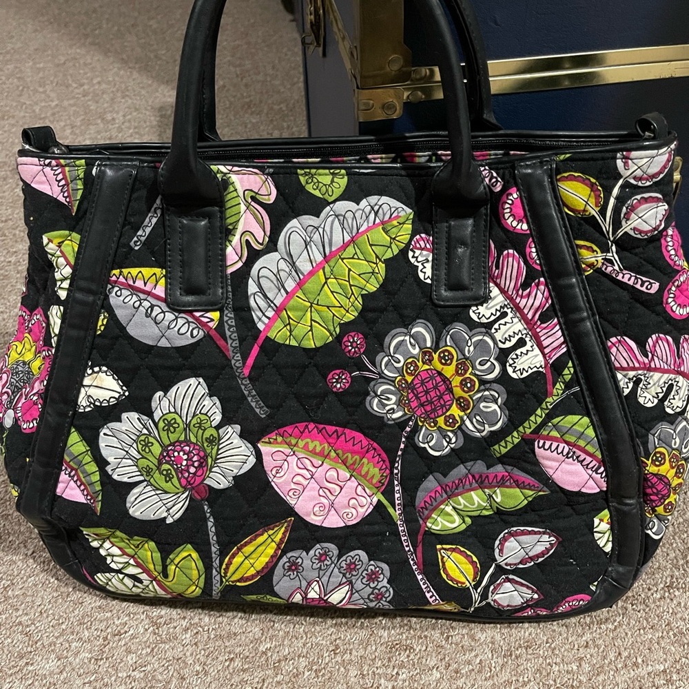 Vera Bradley Black Floral Tote Bag